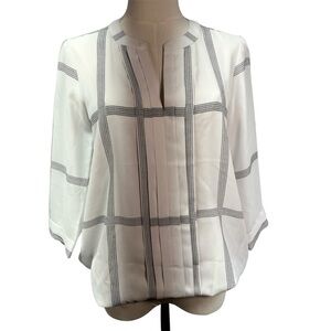 41 Hawthorn Jaunis Pleat Detail Gathering Hem Blouse White Black‎ Womens xs new